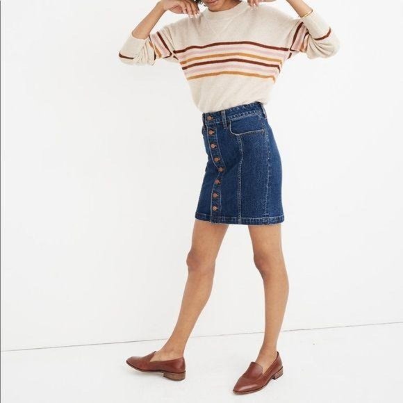 NWT Madewell Size 31 Denim Jean Button Front Straight Mini Skirt Pfeiffe… - Picture 3 of 15